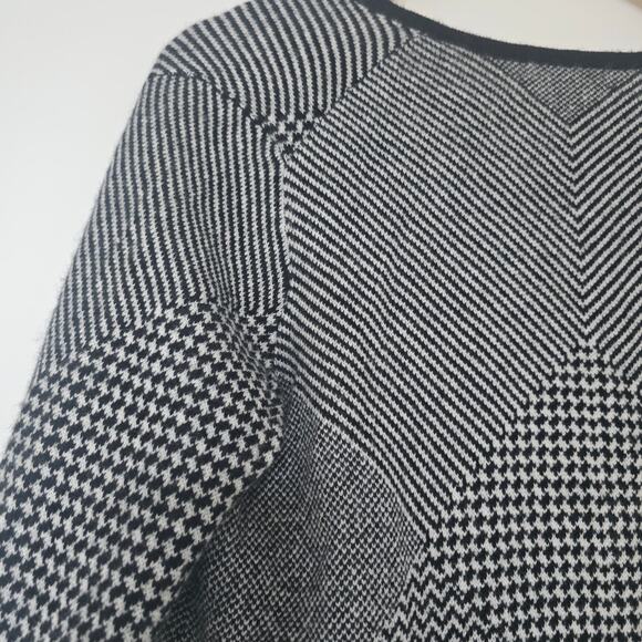 Charter Club 100% Cashmere Geometric Cardigan Size S Open Front Black - Picture 4 of 7